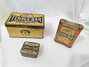 Vintage Tobacco Tins x3 Temple Bar 2oz Pocket Tin + 1lb & 1oz Rare Australian AF