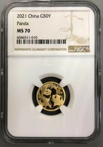 NGC MS70 2021 China 3g (3 Grams) Gold Panda Coin