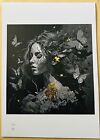BUTTERFLY L ADY Signed by Emo monochrome gold Leaf - martin Whatson Banksy Gift