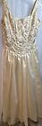 Jessica McClintock  Ivory Satin With Gold Sparkle Floral  Wedding Dress Size 10