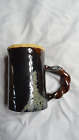 Handmade Brown Art Pottery Mug Coffee Cup - Brown - Signed