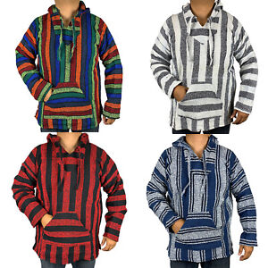 3XL Baja Hoodie Hippie Surfer Mexican Poncho Sweater Drug Rug Assorted Colors