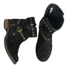 UGG Fabrizia Ankle Boots Womens 8 Black Suede Studs Harness Biker Motorcycle