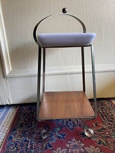 Mid Century Vintage Brass &Wood Floor Smoking Stand Ashtray Rare 4 Legs