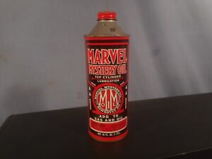 Vintage Marvel Mystery Oil Cone Top Tin Can 16 FL OZ full - Advertising  USA NOS