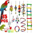 15Pcs Parrot Bird Parakeet Cockatiel Budgie Ladder The Swing Colored Beads Toys