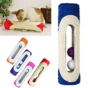 Pet Cat Kitten Kitty Rolling Sisal Scratching Post 3 Trapped Ball Train Toys USA