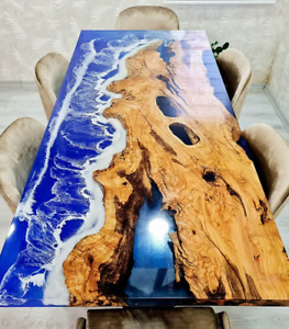 Large Indoor Ocean Look Epoxy Resin Dining Table Living Room Table Resin Table
