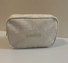 NWOT  CHANEL White  & Gold Metallic Cosmetic Fabric Pouch Makeup Bag