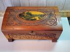 New ListingVtg Mid-Century Decorative Hand Carved Wooden Cedar Chest Jewelry Box