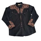 Scully Western Shirt Pearl Snap Gold Copper Embroidered Cowboy Rockabilly XXL