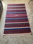 Vintage Mexican Wool Serape Blanket Multi Color 82 x 47 1/2