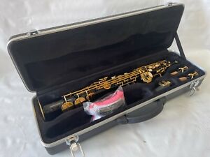 Professional OPUS Black Gold Straight Soprano Saxophone Sax with Hard Case