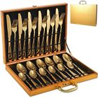 24 PCS Gold Silverware Set, Gold Forks and Spoons, Stainless Steel Gold Plated