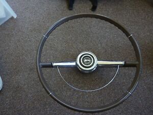 1964 Chevrolet Impala Steering Wheel Brown with Horn Ring & Button OEM