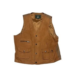 Vintage Orvis Mens Brown Leather Front Multi Pocket Fishing Vest- XL