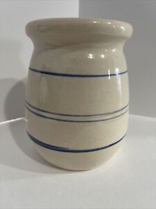 New ListingVintage Pottery Stoneware Vase Crock Blue Stripe -Signed Tommy Humphries 6”tall
