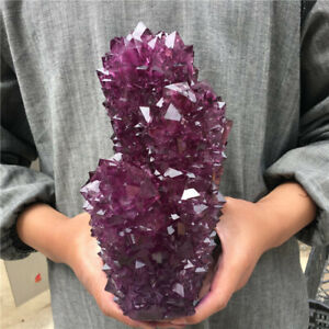TOP！5.7-6.6LB Rare Purple Alunite Crystal Mineral Specimen Point Reiki Healing