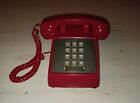 Vintage Push Button Retro Corded Phone Red Desk Telephone Untested