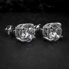 Round Solitaire Princess Cut Mens Women Sterling Silver Screw Back Stud Earrings