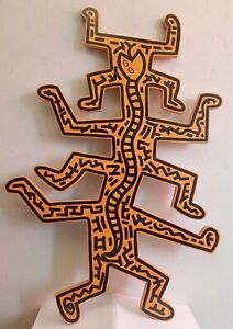 KEITH HARING ACRYLIC ON SCULPTURE DATED 1983 IN GOOD CONDITION