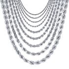 10K White Gold 1.5mm-7mm Diamond Cut Rope Italian Chain Pendant Necklace 16