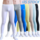 US Men Sports Workout Compression Pants Solid Color Running Yoga Tights Trousers
