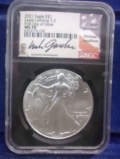 New Listing2021  T-2 AMERICAN SILVER EAGLE FDOI MICHAEL GAUDIOSO  SIGNED NGC MS 70 *DN*