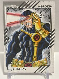 2015 Marvel Fleer Retro Cyclops 1 Of 1 Sketch Card Artist Signed. JucyLande Jr