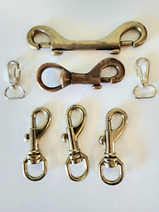 Brass and silver snap hook lot for bags, dog leash, camping