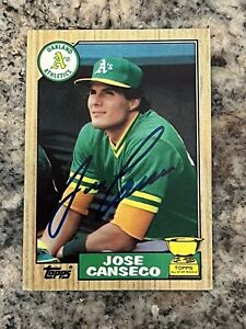 JOSE CANSECO SIGNED AUTO 1987 TOPPS RC ROOKIE CARD JUST SIGNED FRESH NM-MT JSA