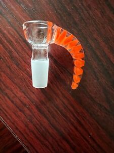 18mm Horn Bowl - VERY high quality thick glass built-in screen - ORANGE