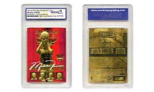 1996 Skybox NBA Hoops JORDAN Starting 5 Bulls RED REFRACTOR Gold Card GEM-MT 10
