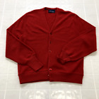 Vintage Robert Bruce Red Solid V-neck Sweater Cardigan Adult Size XL USA Made
