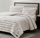 New ListingFrye QUEEN size IVORY FAUX FUR COMFORTER SET 3 piece sculpted NEW
