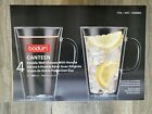 4 Pack New Bodum Canteen Double Wall Glasses  with Handle  13.5 OZ