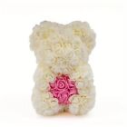 Always and Forever Rose Flower Teddy Bear -  Rice White w/ Powder Pink Heart