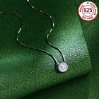 Bezel Setting CZ Round Dangle Pendent Necklace 925 Sterling Silver for Women