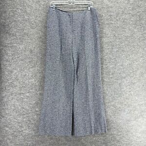 Talbots Dress Pants Women 10 Wool Silk Gray Tweed Wide Leg Pleated High Rise
