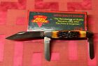 Keen Kutter knife with 3 blades . Rare Brown Stagbone, 4 in closed 7 open
