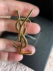 Yves Saint Laurent Brooch Pin Gold From Japan Good Condition