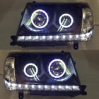 Black LED WHITE Headlights for Toyota LAND CRUISER 100 2006 2007 Head lamp Set