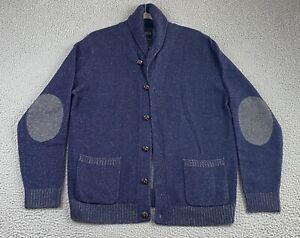 Mens Saks Fifth Shawl Collar Football Button 100% Cashmere Cardigan Navy Size L