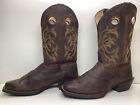 MENS JUSTIN SQUARE TOE BUCKAROO BROWN BOOTS SIZE 10.5 EE