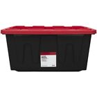 27 Gallon Snap Lid Plastic Storage Bin Container, with Lockable Lid, Black