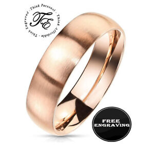 Men's Custom Engraved Rose Gold Promise Ring or Wedding Ring