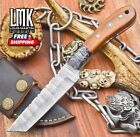 New ListingForged Skinner Knife Twist Damascus Walnut Wood Wooden Bolster Tactical Rare