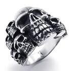 USA Seller Men's Silver Stainless Steel Skull Biker Ring Size 8-14 SR45