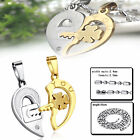 2pcs I Love You Matching Heart Couple Necklace His&Hers Alloy Pendant