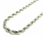 Solid 925 Sterling Silver Italian Rope Chain Mens Necklace 4.00mm - Diamond Cut